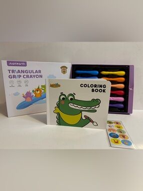 Triangular Gr/p Crayon Set Crocodile Coloring Book help develop fine motor Skill